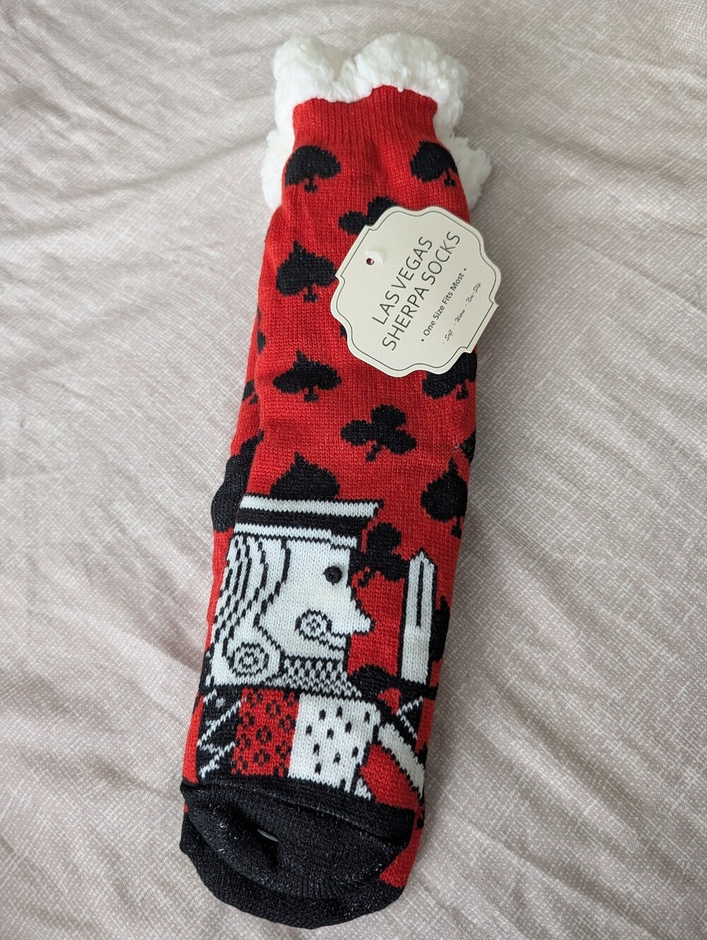 Las Vegas Sherpa Socks with Grippers on the Bottom, King & Queen, one size